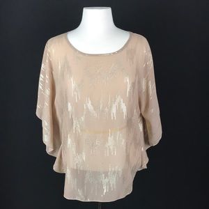 Blue Rain Champagne & Gold Sheer Sequin Blouse